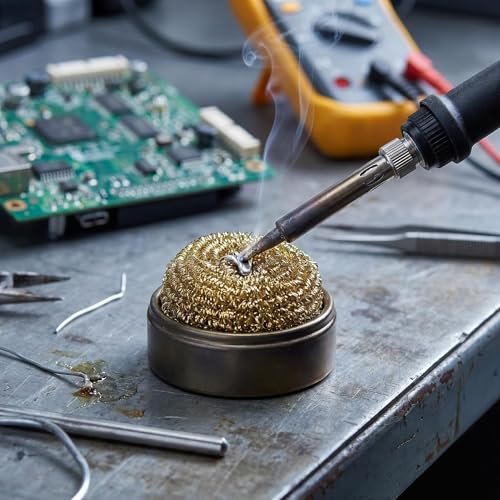 Image of 6 Pieces Soldering Tip Cleaner Solder Tip Cleaning Wire, Brass Soldering Iron Tip Cleaner Kit, Brass Ball Wire Type fleaning Soldering Iron Head Soldering Station Tip