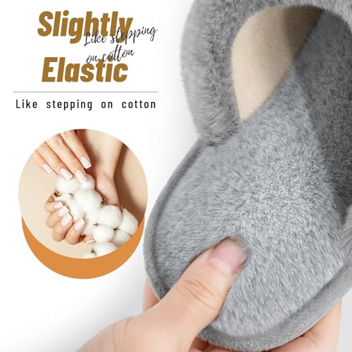 Fluffy Slippers Women,Memory Foam Ladies Slippers for House,Cosy Women's Slippers Faux Fur Lined,Anti-Slip Mens Womens Slippers Outdoor Shoes,Plush Home Slippers for Women,Winter Christmas Gifts - Image 4