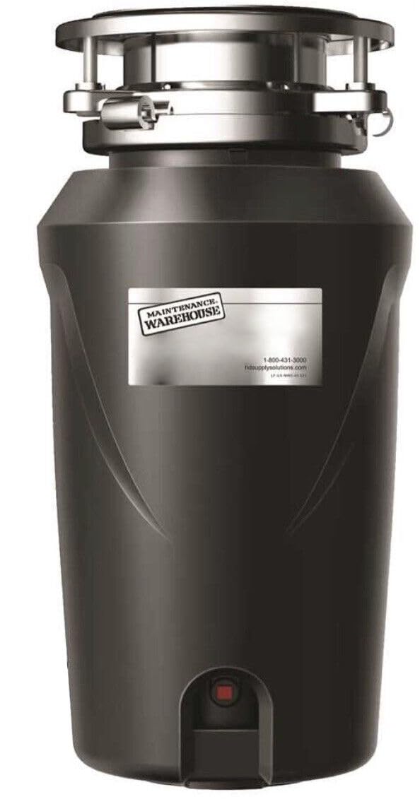 Maintenance Warehouse 405700 Model US-MW3-00-NC Garbage Disposal; 1/3 Horsepower; Direct Wire; 2400 RPM Motor; Stainless Steel Impellers; Removable Splash Guard, 120V, 60Hz; 3A
