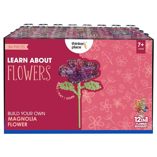 Image of STEM Magnolia Flower Building Blocks Set (86 Pcs, 12-in-1) | DIY Flower Pen Stand Kit for Kids 6+ Years (Boys & Girls) | Creative Craft & Learning Toy | Ideal Gift for Kids