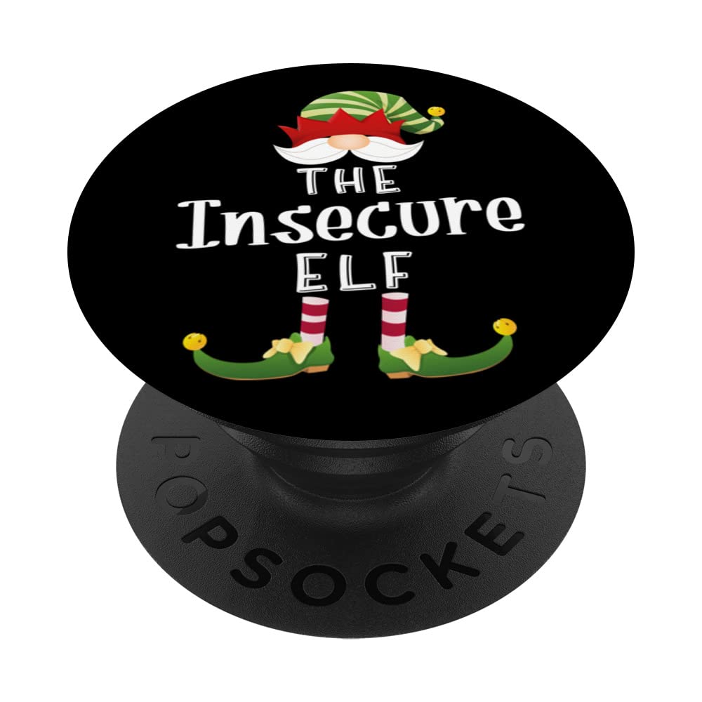 Insecure Elf Group Christmas Funny Pajama Party PopSockets Swappable PopGrip, Black