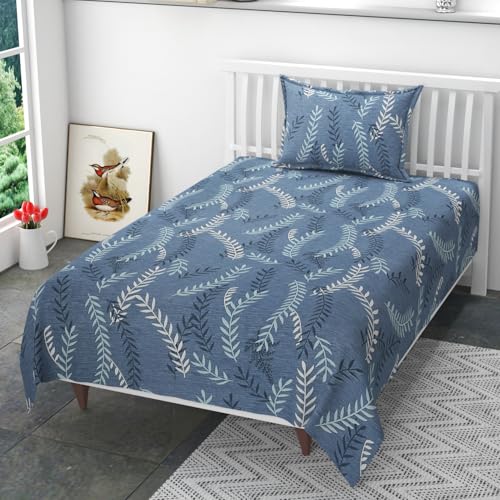 Image of 200 TC 100% Polycotton Printed Supersoft Bedsheet for Single Bed with 1 King Size Pillow Covers Soft /Breathable Wrinkel Free -60x90 Inches -Grey