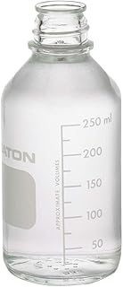 Wheaton 219437 Media Bottle, 250mL Clear Graduated Without 33-430 Screw Cap, Autoclavable (Case of 48)