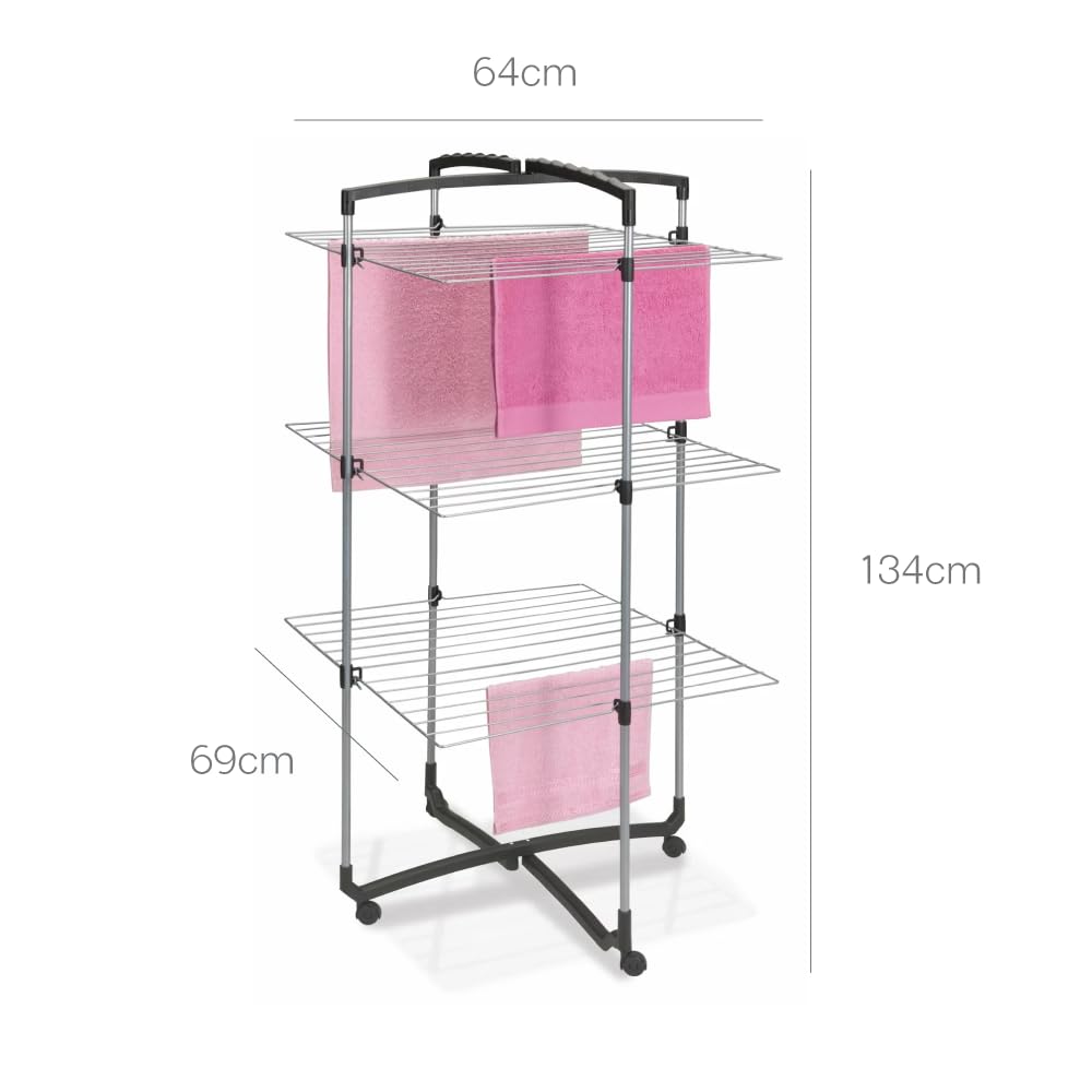 Metaltex 405773039 Faro plus Turmwäschetrockner 3-Etagen, silber / schwarz