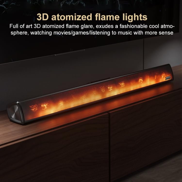Image of WK LIFE BORN TO LIVE- 2024 with Luxury Feel D57 HiFi Quality Home Echo Wall Bluetooth Soundbar Speaker Home Theater Audio Music Center Flame Atmosphere Light 360 Stereo TV Speaker- Black