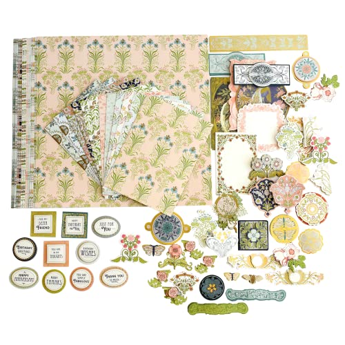 Anna Griffin Salon Nouveau Paper Crafting Kit - Card Making, Scrapbooking, & Paper Crafting Supplies - Cardstocks, Embellishments, Sentiments - For Invitations, Greeting Cards, 32Pcs 12"X12" #TOP13