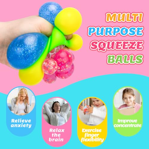 Image of Stress Balls 4 Pack for Adults and Kids, Squeeze Squishy Fidget Toys