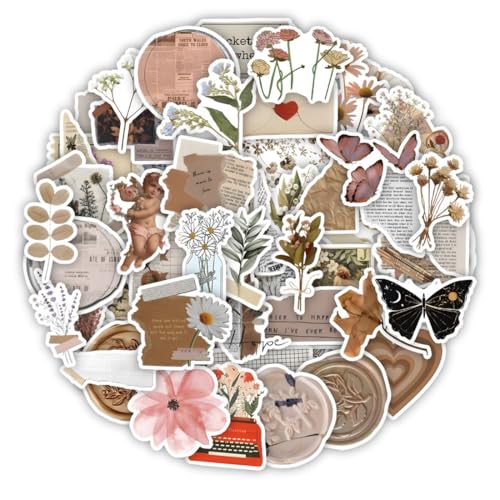 60 Autocollants Esthétique Rétro, Papier de Haute Qualité, pour Création de Journal, Décoration de Photos, Style Vintage Ins, Décoration