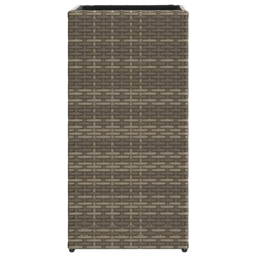 Donica ogrodowa szara 30x30x60 cm rattan PE z wkładem włókninowym odporna na warunki atmosferyczne do roślin balkon taras dekoracja