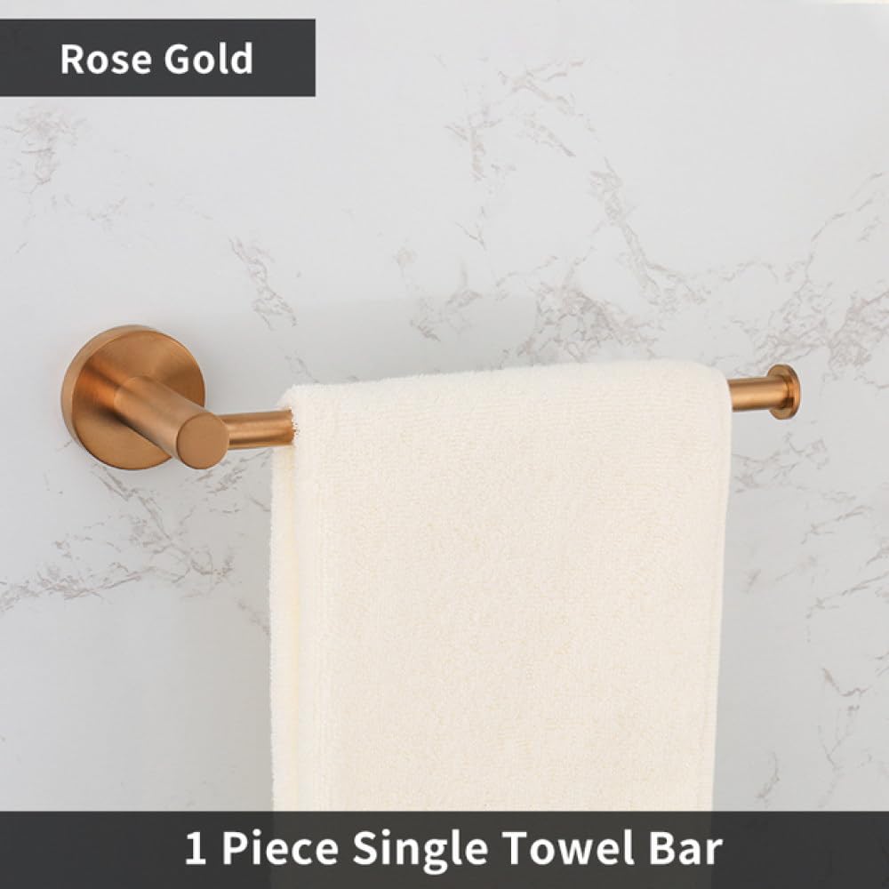 Juego de accesorios de baño de oro rosa cepillado, soporte para papel higiénico, toallero, barra de toalla, soporte para cepillo de dientes, toallero de acero inoxidable, elegante y duradero
