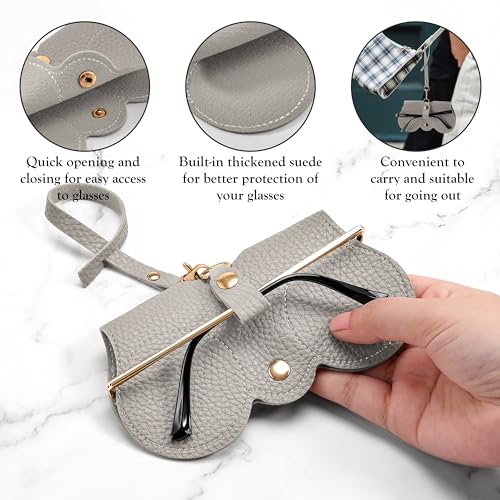 Image of FEISEDY 2Pack Soft Leather Sunglass Bag, Portable Holder Eyeglasses Case