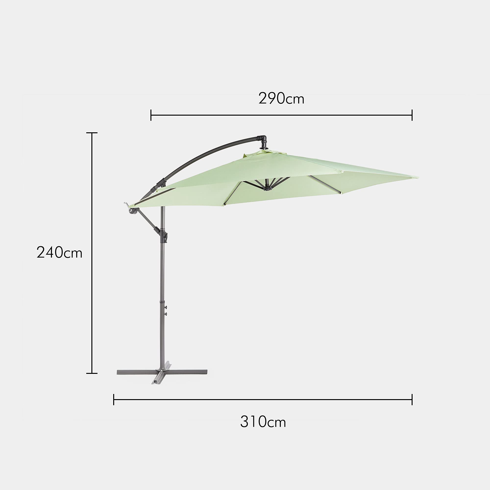 VonHaus Garden Parasol Umbrella Cantilever 3m Banana Hanging Umbrella