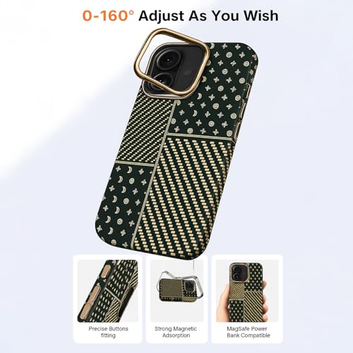 Image of AIBEX Aramid Fiber Mag-Saf Case Compatible for iPhone 16 | Slim Protective Back Cover with Built-in Magnets | Wireless Charging Support | Camera Ring Stand | Shockproof with Air Guard Corners