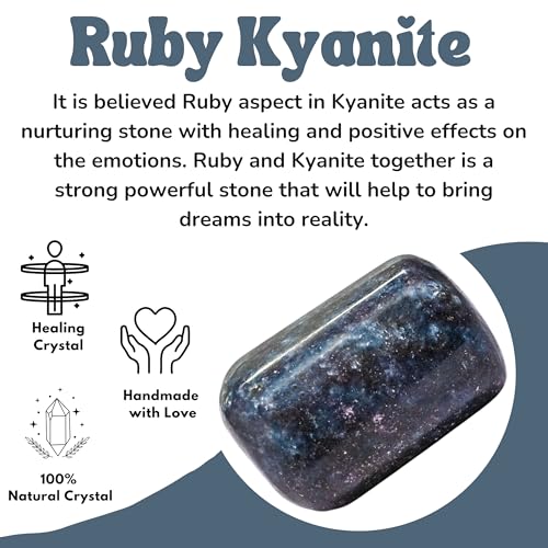 Image of Certified Ruby Kyanite Crystal Healing Tumbled Stone, Natural Polished Crystals for DIY Crafts, Manifestation, Meditation, Pooja Feng Shui and Reiki Healing (30 Grams)