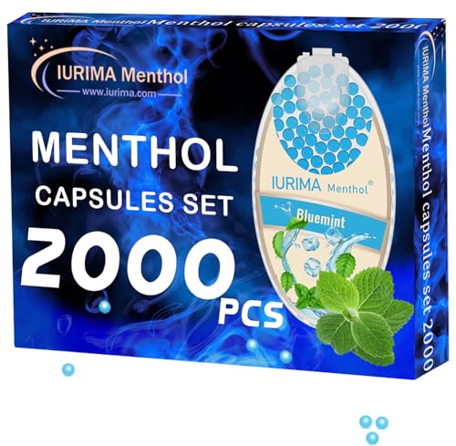 IURIMA bille menthol cigarette, bille cigarette lot de 2000 | Filtre à menthol DIY pour un goût inoubliable | Boîte de rangement incluse pour les boules à...