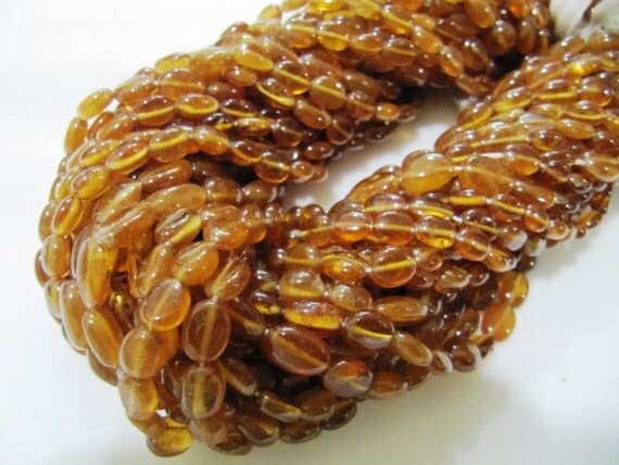 Grenat hessonite de qualité supérieure LKBEADS en perles ovales lisses haut de gamme