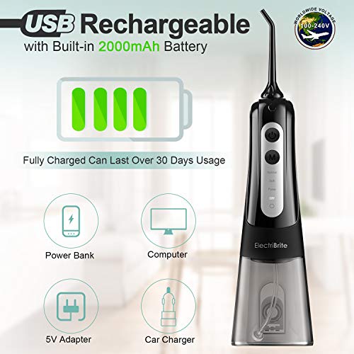 image for ElectriBrite Water Flossers for Teeth - Cordless Portable 300ML Water 
