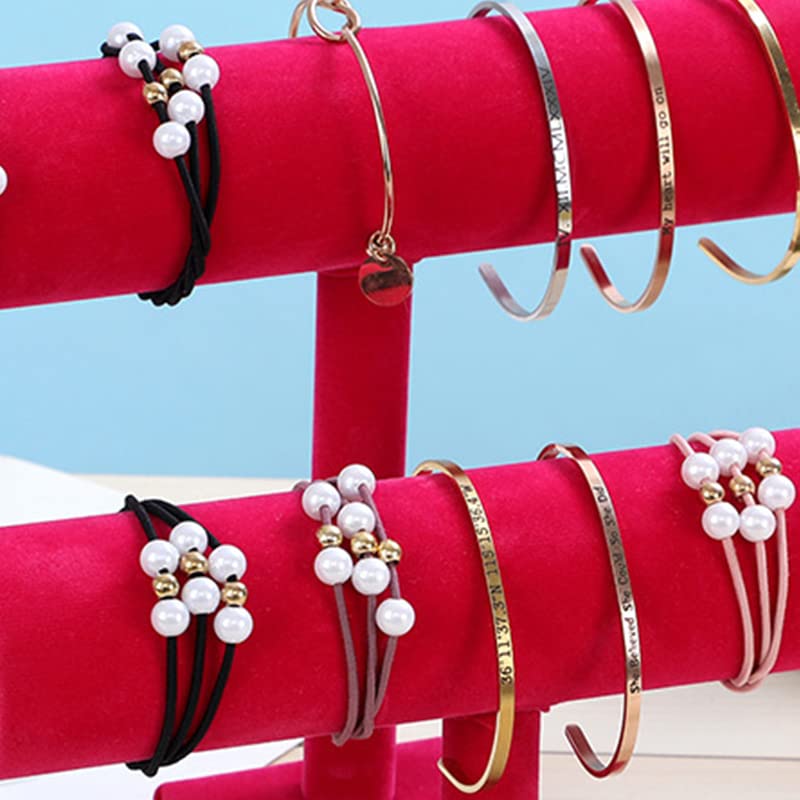 Présentoir de bracelet en peluche rose pour montres et chouchous