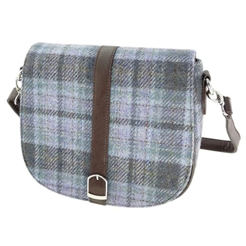 Image of Glen Appin Women's Harris Tweed Beauly Shoulder Casual Bag Adjustable Strap Tartan Pattern Birthday Gift Mothr's day (Soft Purple Tartan)