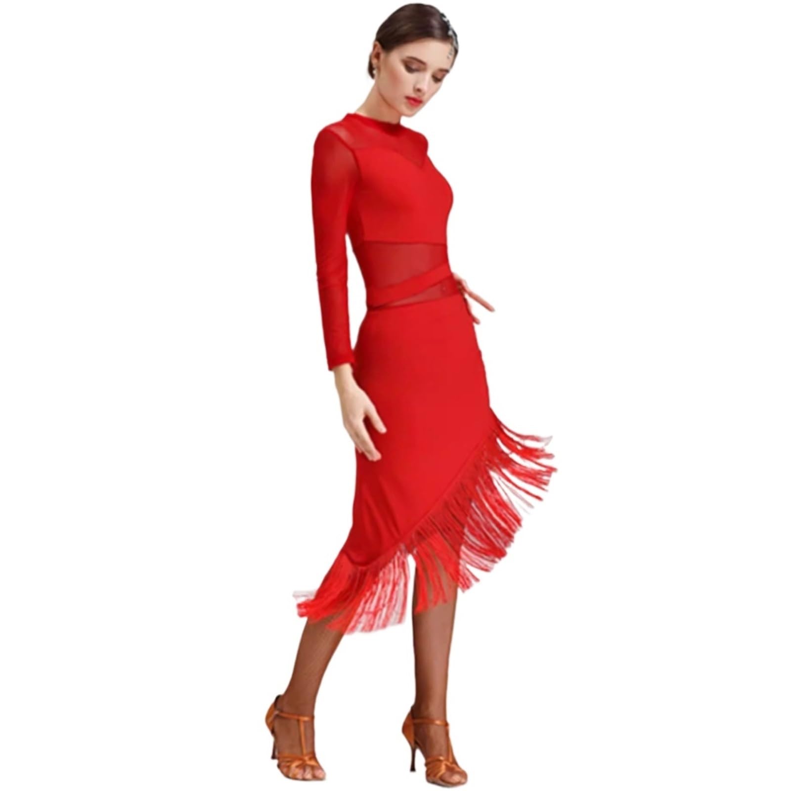 Donna Vestito Latino Americano Abito da Ballo Latino Nappa Costume da Allenamento for Donna Rumba per Spettacoli