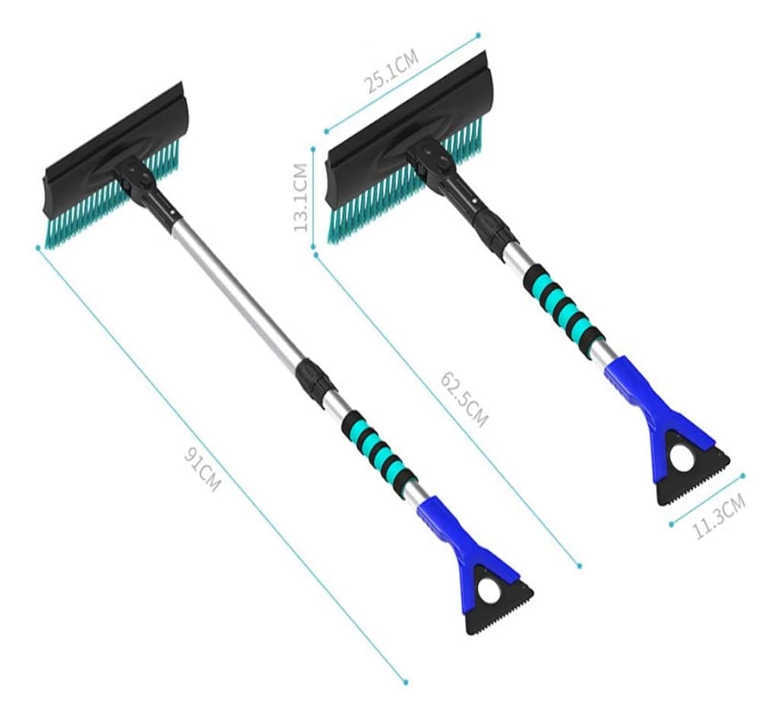 XMING Cepillos de Nieve Cepillo de Hielo de Nieve Extendido con Agarre de Espuma 25 Pulgadas de Longitud Ajustable for Cepillo de Nieve de Coches (Color: Azul)