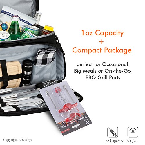 Ofargo Plastic Marinade Injector Syringe With Screw-On Meat Needle For Bbq Grill, 1-Oz, Red, Recipe E-Book (Download Pdf) #TOP5