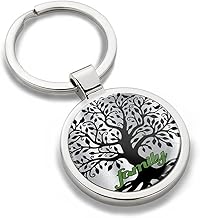 Biomar Labs Nickel Metal Keyring Gift Box Accessories for Men and Women Jewellery Silver Color Tree of Life Family KK 194