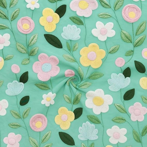 Image of RUMPS 380 TC Premium Heavy Cotton 7D Print Fast Colour Feel Elastic Fitted Floral Bedsheet King Size with 2 Pillow Covers || (Light Green, Fitted Queen-60x78)