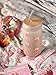 Loihayazea Coquette Cute Glass Cups with Lids and Straws, 16oz Aesthetic Pink Bow Cup, Iced Coffee Cup, Glass Tumbler for Matcha, Smoothie, Gift for Women (Cherry)