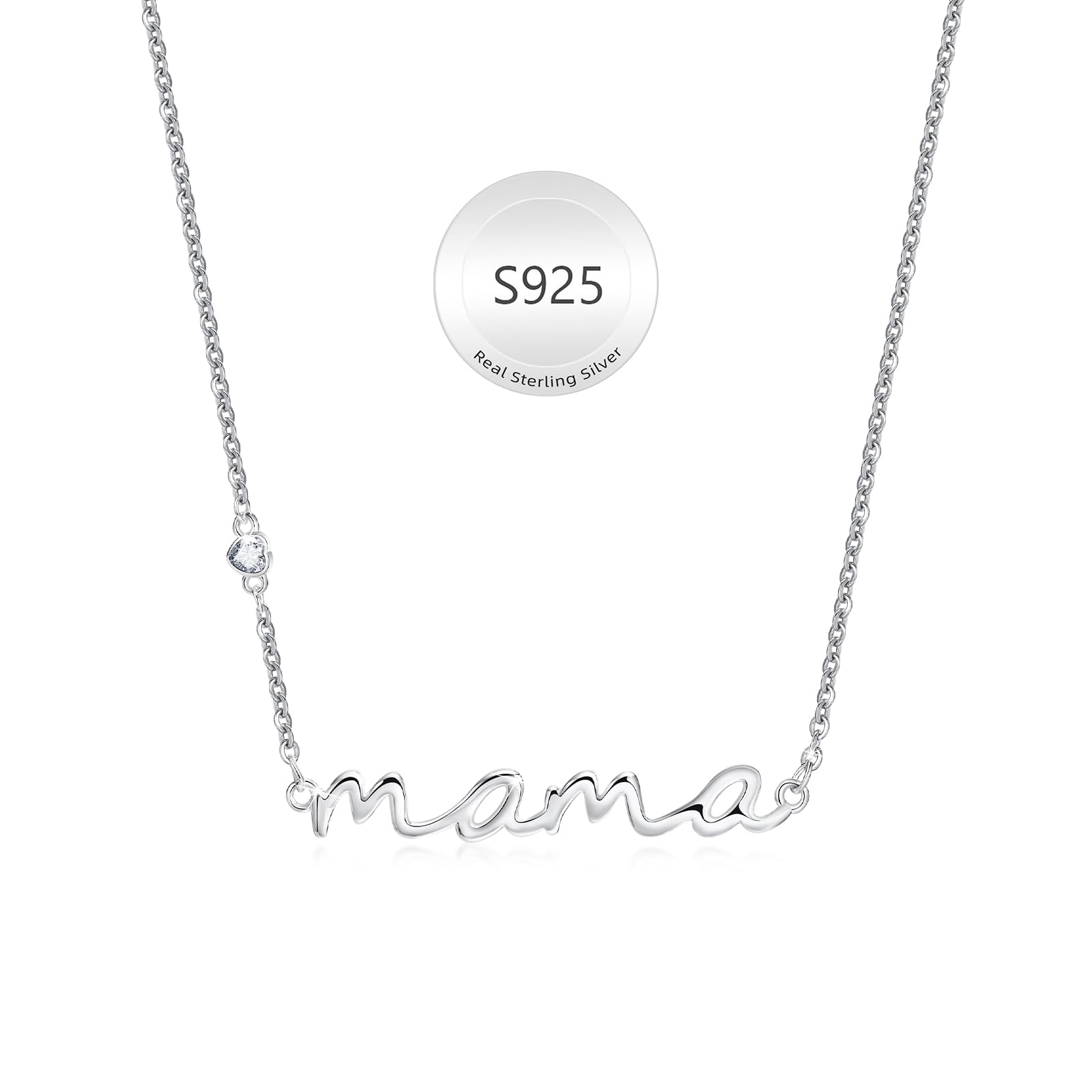 VNOX Muttertagsgeschenk Mama Kette 925 Sterling Silber - Mutter Geschenk Silberkette Damen mit Mama Anhänger, Geschenke für Muttertag Geburtstag Weihnachten