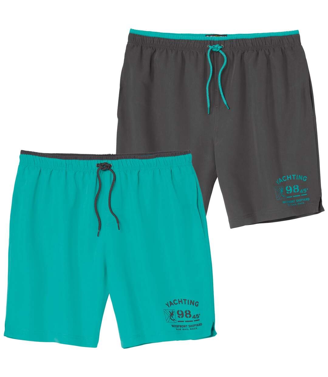 Atlas For Men Men's Turquoise, Anthracite Atlas For - Pack Of 2 Swim Shorts - L