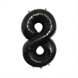 Atpata Funky 8 Number Black Foil Balloon 40 inch Size Birthday Decoration Items | Happy Birthday Decoration Kit | 8th Year Birthday Party Anniversary Wedding Decorations