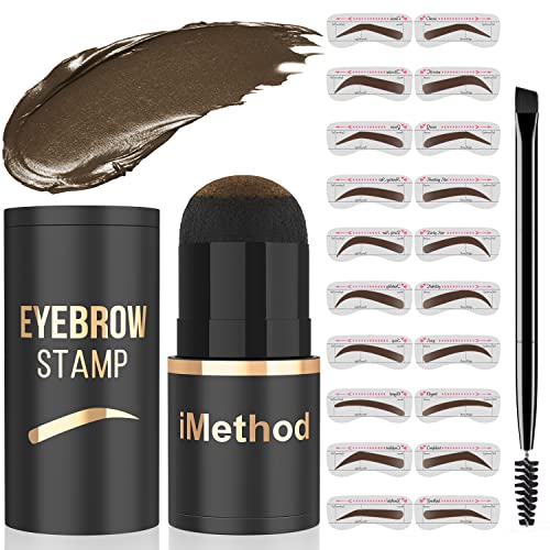 iMethod Eyebrow Stamp and Eyebrow Stencil Kit - Eyebrow Stamping Kit for Perfect Eyebrow Makeup, Eyebrow Pomade, 20 Eye brow Shaping Kit, Easy to Use, Long-Lasting, Brown