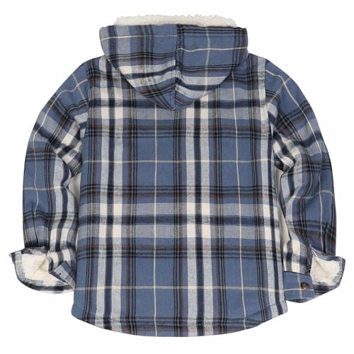 Image of ThCreasa Boys Plaid Flannel Jackets Sherpa Lined Zip Up Long Sleeve Warm Flannel Shirt with Hood