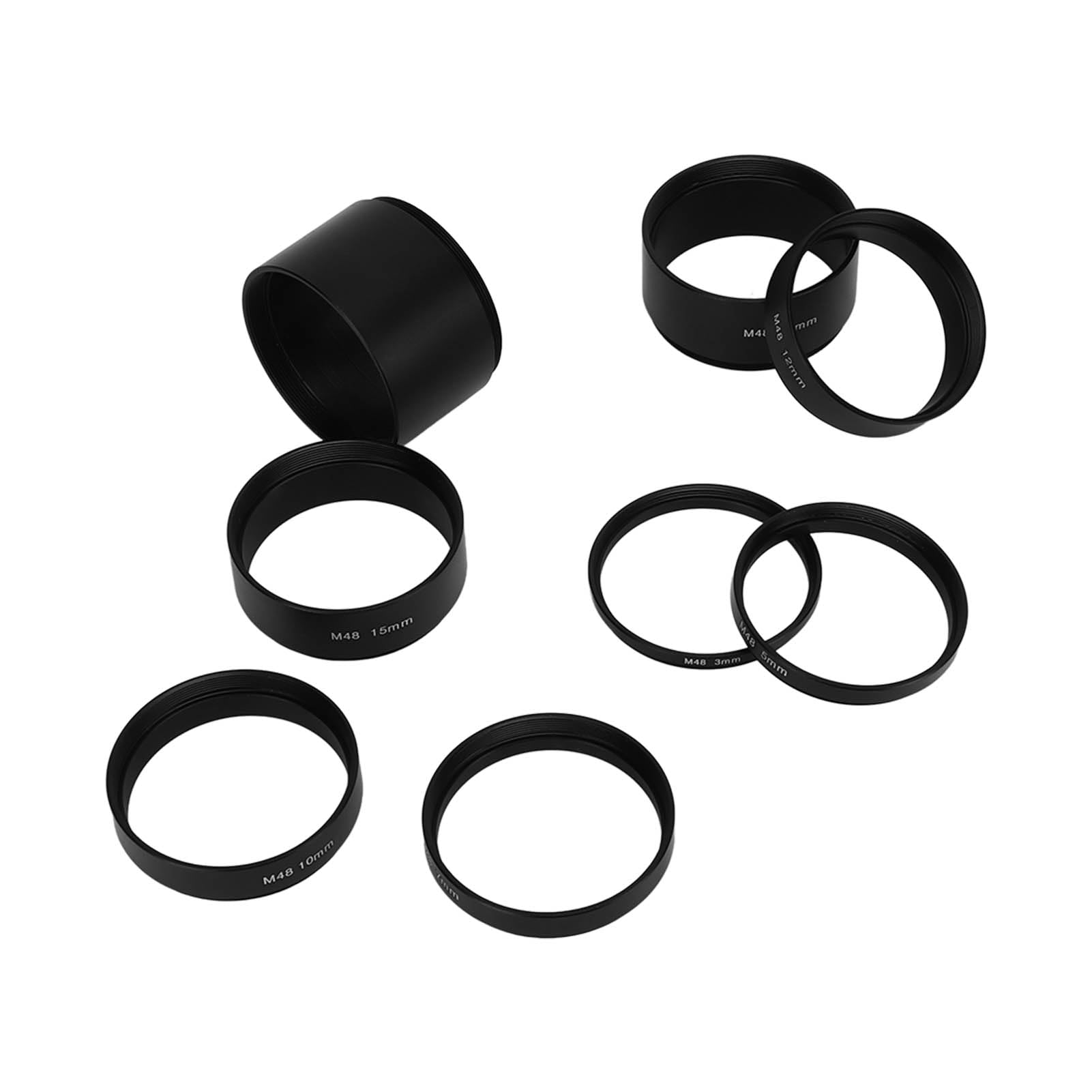 8 PCS M48X0.75 Kit de Tube D'Extension pour Appareils Photo et Oculaires, Distance Focale 3 5 7 10 12 15 20 30mm, Anneau D'Extension Accessoires de Photographie pour Télescope