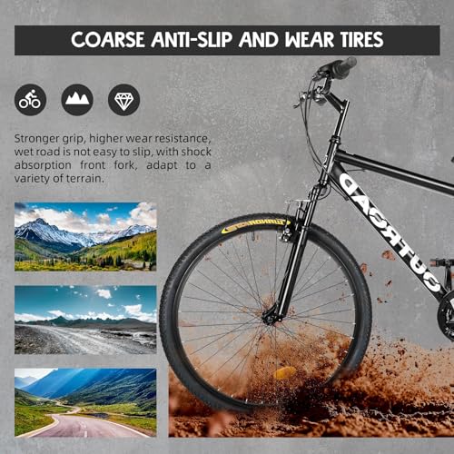 Outroad 26 Inch Mountain Bike, 21-Speed/High-Carbon Steel/Aviation Grade Frame, Dual Disc/V Brake, Adjustable Ergonomic Seat Bycycle For Men Women Adult thumb #1