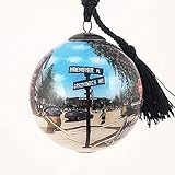 Hand Inside Painted Glass Christmas Ornament (Street Scene)
