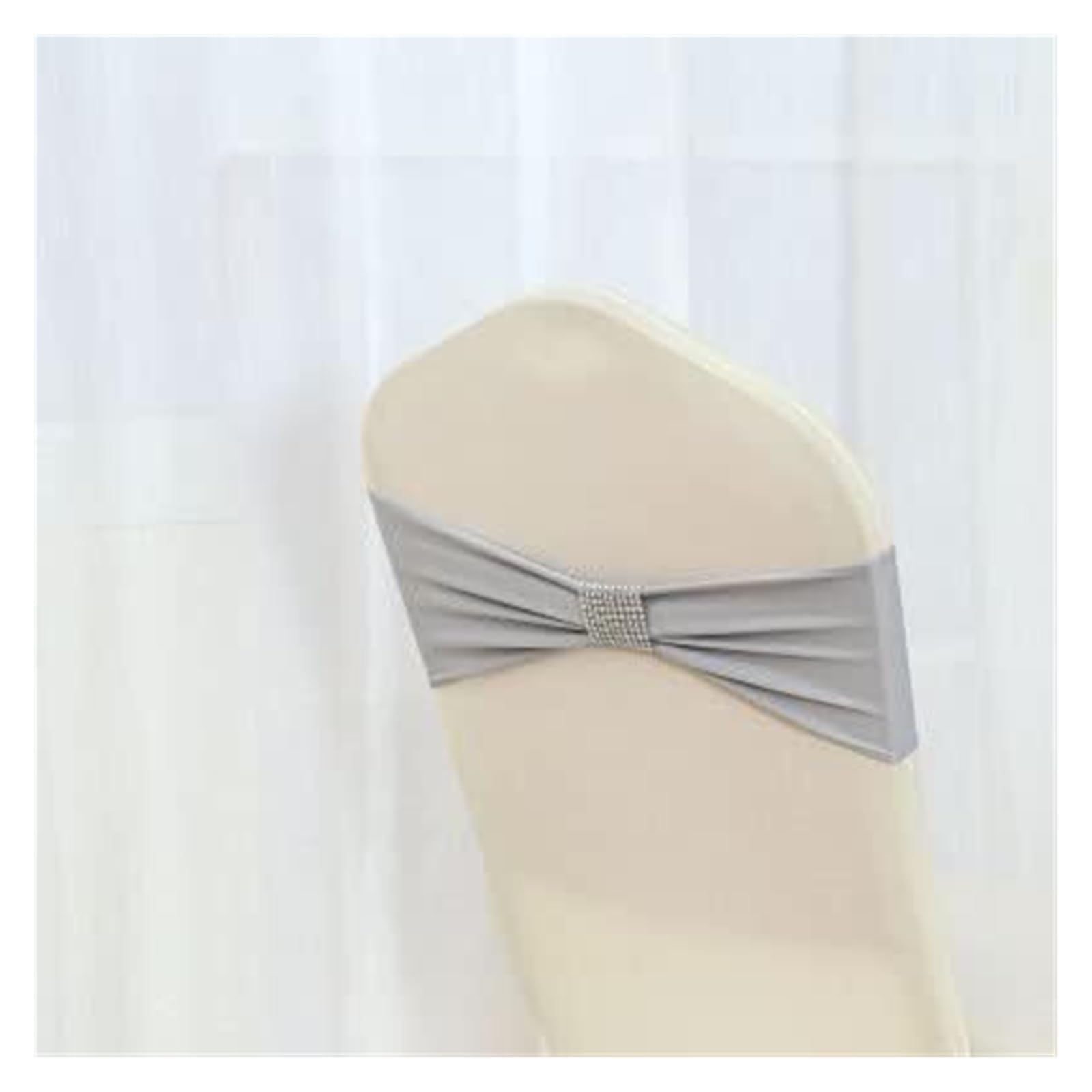 REcsdza chair sashes, Spandex Wedding Chair Sash Bow Tie Ribbon Bands Party Banquet Decoration With Shiny Belt-RED