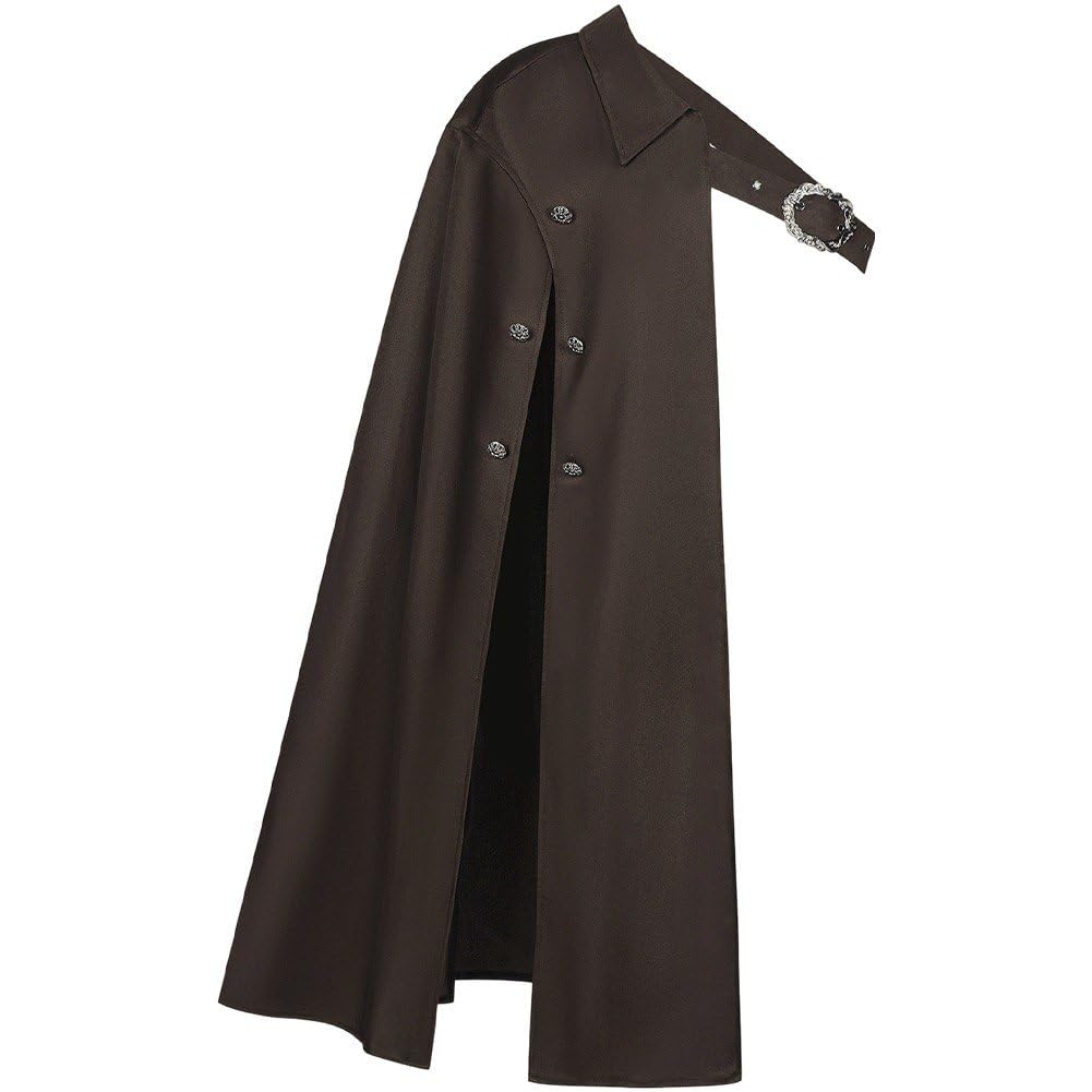 Costume médiéval Steampunk avec cape asymétrique d'Halloween et accessoire d'épaule gothique