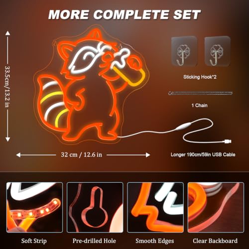 Image of Raccoon Beer Neon Sign Raccoon Neon Light Wall Docer for Bar & Man Cave
