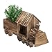 Produktbild Relaxdays Blumenkarre, Eisenbahn, Garten Dekoration, geflammtes Holz, Blumentopf mit Folie, HBT: 21 x 38 x 13 cm, Natur