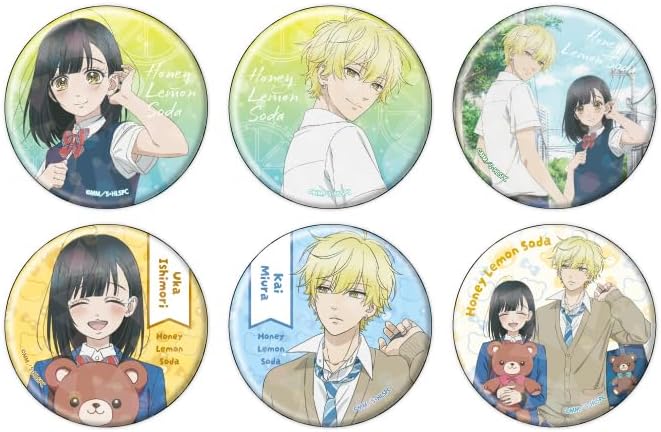 Honey Lemon Soda 01 Official & Illustrated Hologram Can Badge 2.2 inches (57 mm) Complete Set, Box of 6
