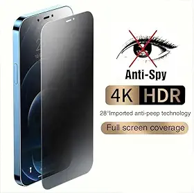 Película de Privacidade Anti-Espião 4K HDR para iPhone, Cobertura Total da Tela, Tecnologia Anti-Peep, À Prova d'Água (iphone 15 pro)
