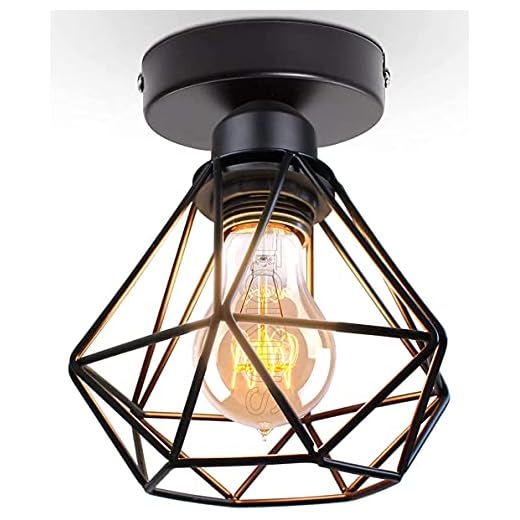 TOKIUS Plafonnier Industriel Vintage Luminaire E27 Rétro Lustre Suspension Design Métal Cage Ø160mm éclairage plafond Pour Salon Cuisine Chambre