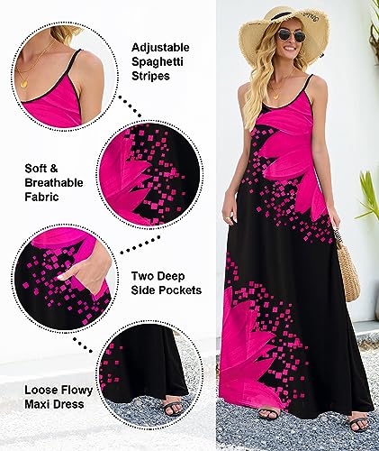 Image of Wolddress Womens Maxi Dress with Pockets 2026 Casual Strap Plus Size Loose Plain Long Office Summer Beach Travel Dresses S-5X
