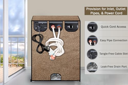 Image of Stylista Waterproof Front Load Washing Machine Cover Compatible for Haier 8 kg, Sand Pattern Brown