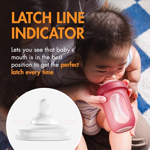Boon Nursh Curve Silicone Baby Bottle Nipples - Food-Grade Silicone Bottle Nipples - Slow Flow Nipples for Baby Bottles - Baby Bottle-Feeding Supplies - 3 Count
