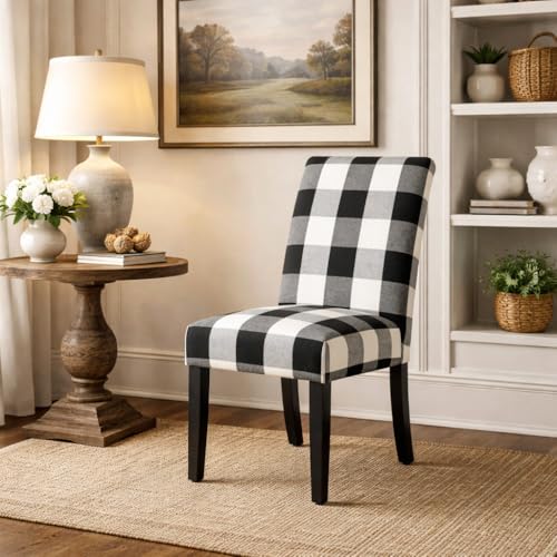 Image of HomePop Parsons Dining Chair - Black Plaid (Set of 2)