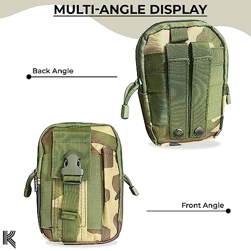 Image of Kraptick Multi-Purpose Water Resistant Waist Bag with Dual Compartment, Waist Bag Mobile Phone Holder, Waist Pack for Men, Women Camping Hiking Pouch (Jungle Camouflage)