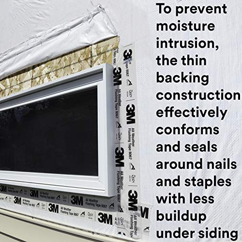 3M All Weather Flashing Tape 8067, 2 in x 75 ft, 1 Roll, Adhesive Backed Split Liner, Prevents Moisture Intrusion, Waterproof Flashing Seals Doors, Windows, Openings in Wood Frame Construction, Tan by 3M - Image 3